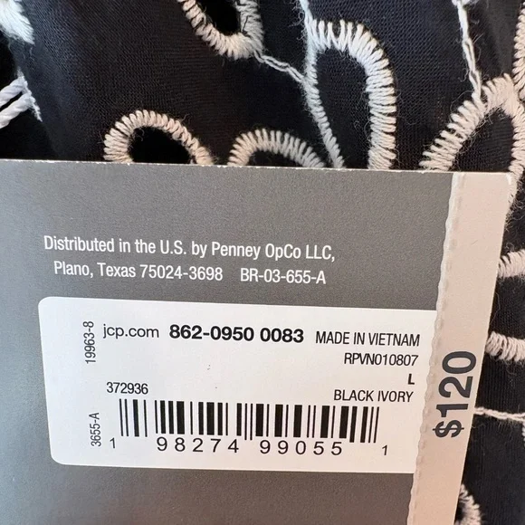 NWT Women’s Size L Worthington Black & White Embroidered Midi Shirtdress - Picture 5 of 12